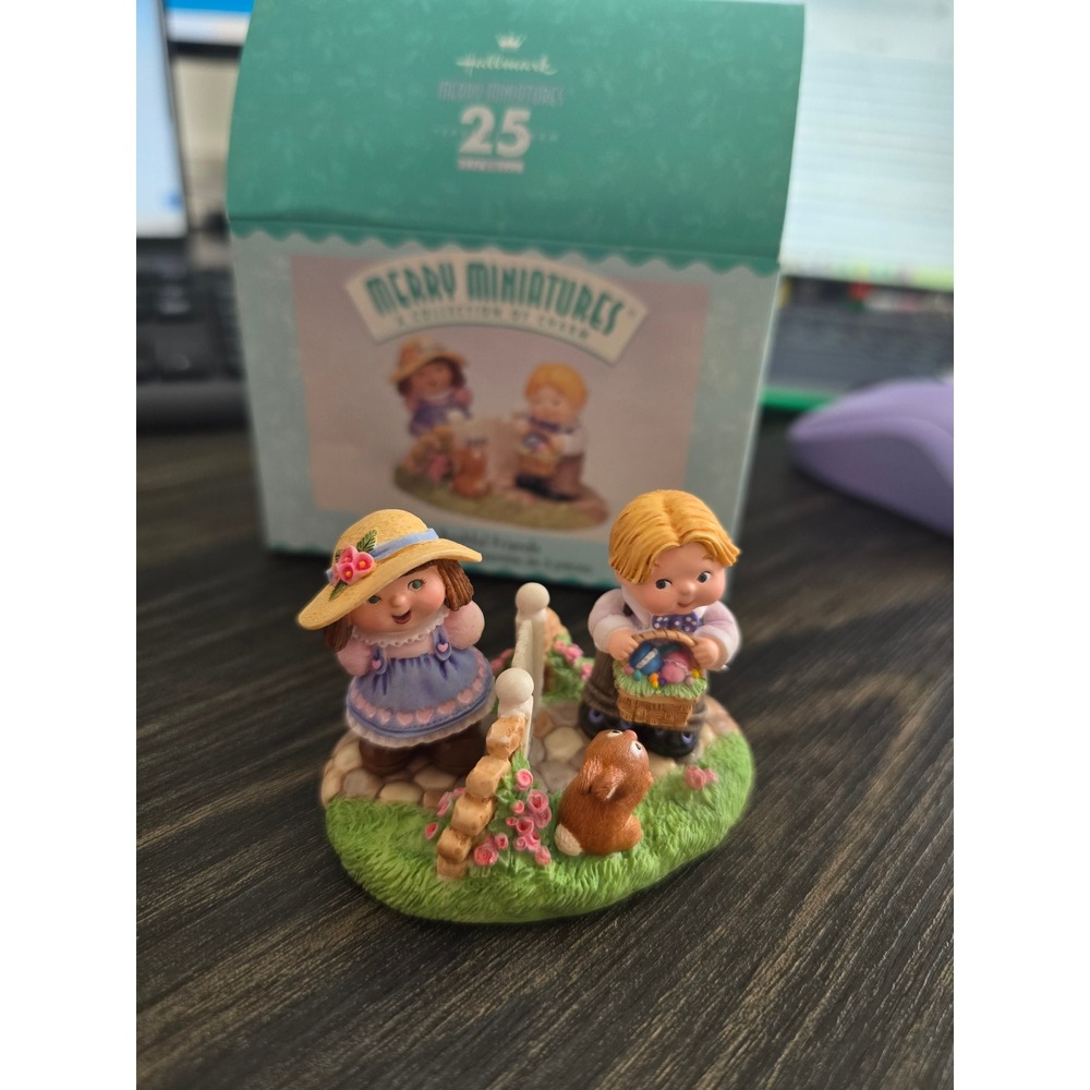 Hallmark Merry Miniatures Bashful Friends 3 Piece Set NinaAube 1998 1999 Vintage